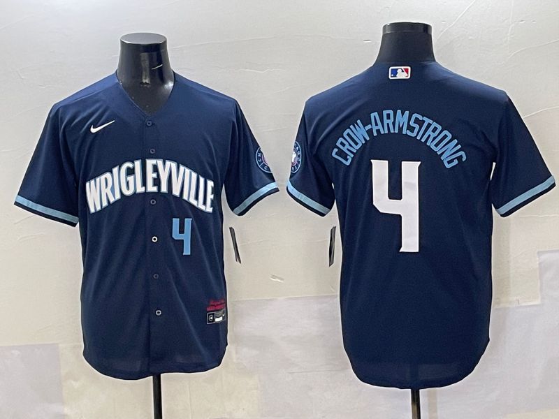 Men Chicago Cubs #4 Crow-Armstrong Dark Blue City Edition 2025 Nike MLB Jersey style 14->new york mets->MLB Jersey